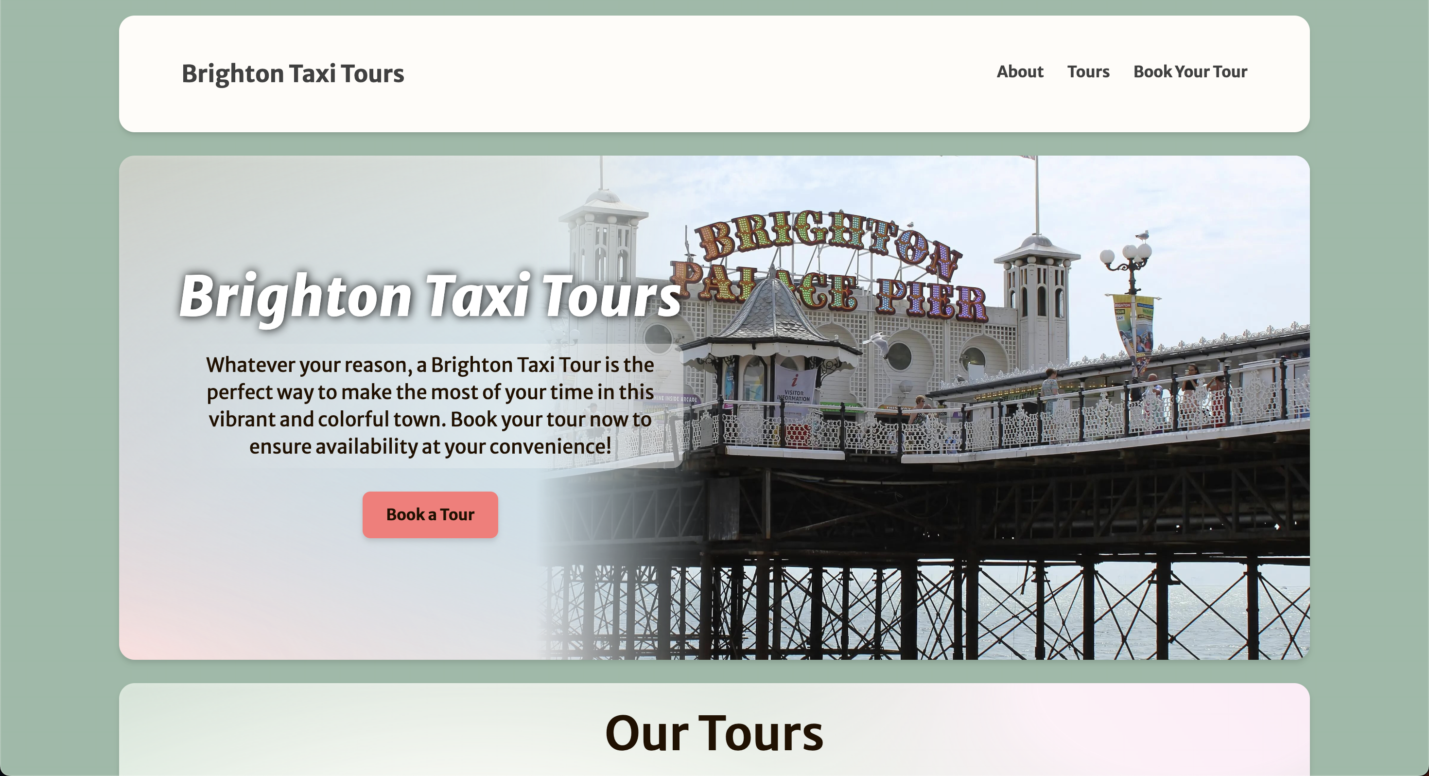 Screenshot of Brighton Taxi Tours Landing Page